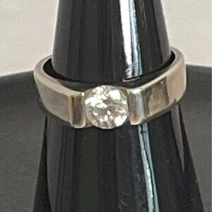 VTG BOMA Sterling Silver 925 Cubic Zirconia Solitaire Ring Size 8.25 Designer